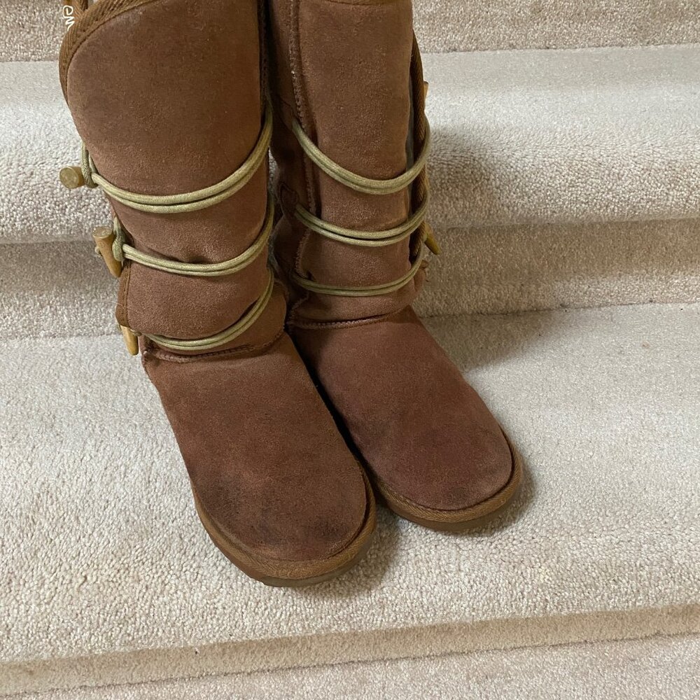 Cognac EMJ Suede Boot Size 8  M  Height Size 7"